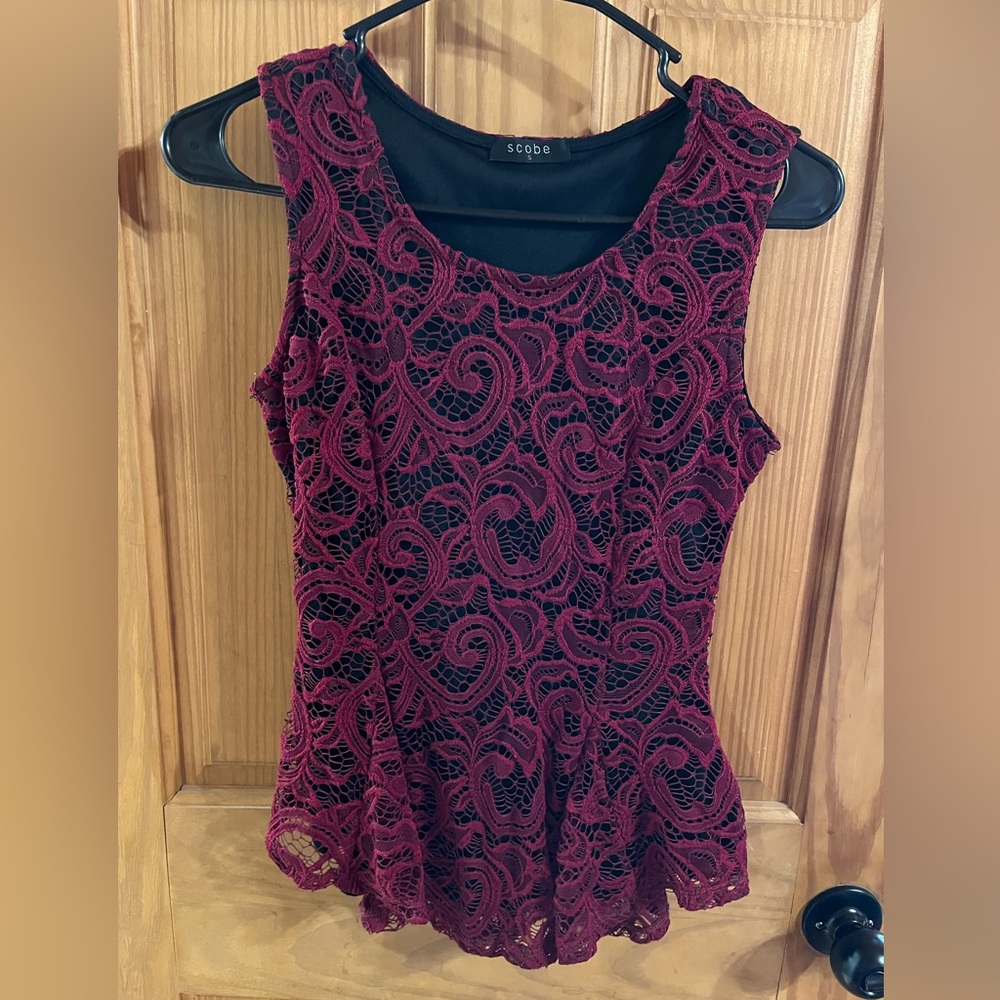 Burgundy Lace Blouse